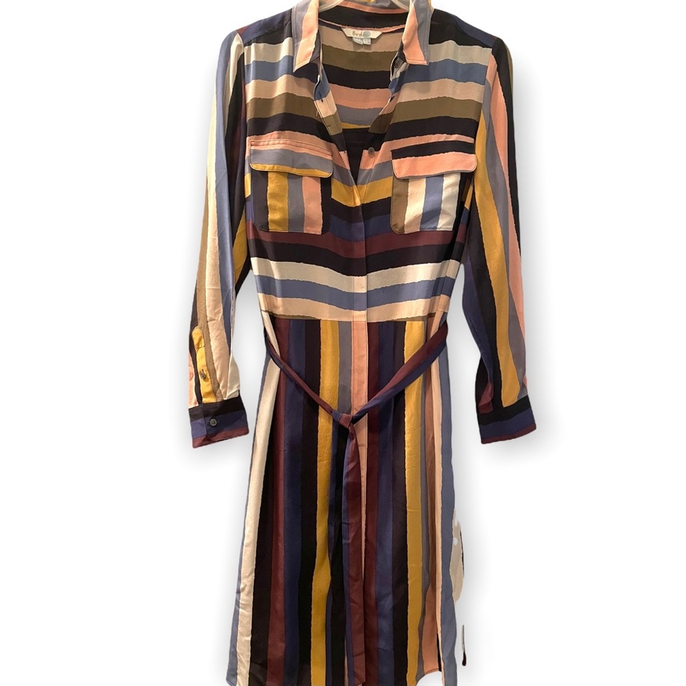 Boden Silk Striped Shirtdress